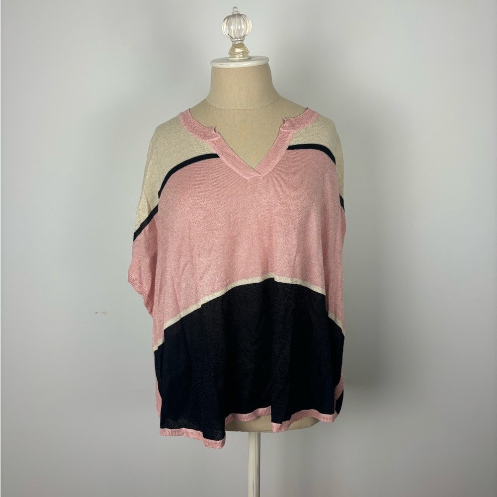 Odemai Pink and Black Short Sleeve Top Lightweight T4 NWT